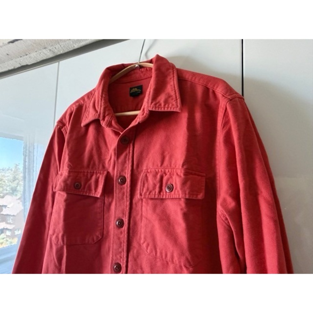 L.L. Bean Red Chamois Flannel Shirt Jacket Size M Chest Pockets - Picture 6 of 9